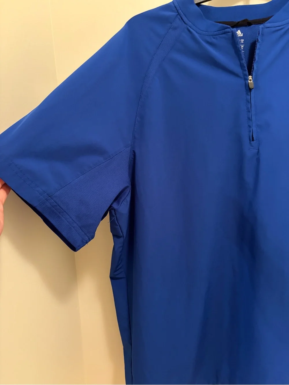 adidas Men's Bright Blue Short Sleeve Half-Zip Performance Windbreaker